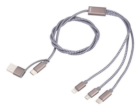 TROIKA CBL30/GY USB Kabel 1 m USB C USB C/Micro USB-A/Lightning Grau