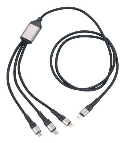 TROIKA DREIZACK PRO USB Kabel 1,2 m USB C USB C/Micro USB-A/Lightning Schwarz, Grau