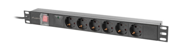 Lanberg PDU-06F-0200-BK Stromverteilereinheit (PDU) 6 AC-Ausgänge 1U Schwarz