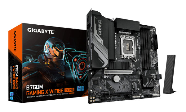 GIGABYTE B760M GAMING X WIFI6E GEN5 Mainboard – Unterstützt Intel Core Prozessoren der 14. Generation, 8+1+1 Phasen VRM, bis zu 5600 MHz DDR5, 2 x PCIe 4.0 M.2, Wi-Fi 6E, 2.5 GbE LAN, USB 3.2 Gen 1