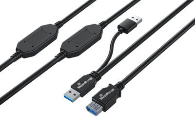 MediaRange MRCS244 USB Kabel USB 3.2 Gen 1 (3.1 Gen 1) 15 m 2 x USB A USB A Schwarz