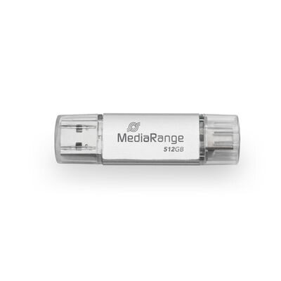 MediaRange MR940-1 USB-Stick 512 GB USB Type-A / USB Type-C 3.2 Gen 1 (3.1 Gen 1) Silber