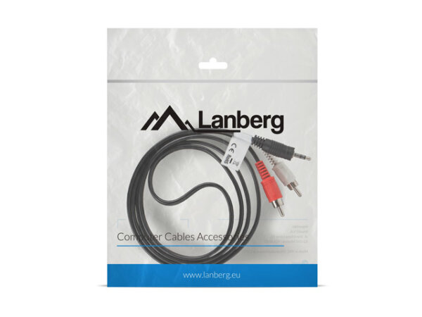 Lanberg CA-MJRC-10CC-0015-BK Audio-Kabel 1,5 m 3.5mm 2 x RCA Schwarz