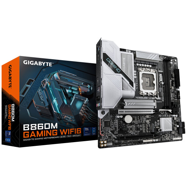 GIGABYTE B860M GAMING WIFI6 Mainboard - Intel Core Ultra Series CPUs, 8+1+2 Phases VRM, bis zu 9066MHz DDR5, 1xPCIe 5.0 + 1xPCIe 4.0 M.2, 2.5GbE LAN, WIFI 6, USB 3.2 Gen 1