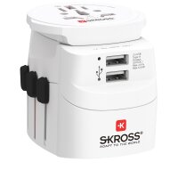 SKROSS Länderstecker Pro Light USB World (2xA), weiss