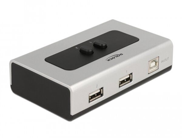 Delock Umschalter USB 2.0 mit 1 x Typ-B Buchse zu 2 x Buchse