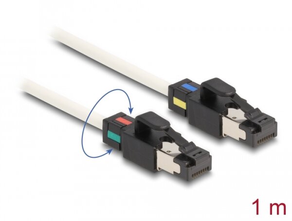 Delock Netzwerkkabel RJ45 Stecker zu Stecker Cat.6A S/FTP 1 m weiß
