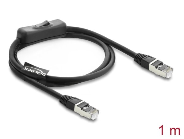 Delock RJ45 Kabel Stecker zu Stecker mit Schalter Cat.6 F/UTP 1 m schwarz