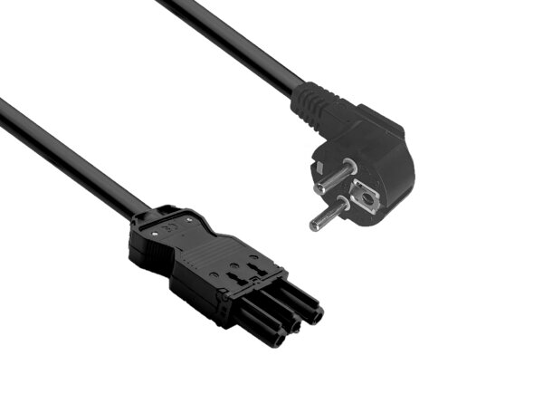 helos Anschlusskabel GST18 komp. CEE 7/7 90°-Stecker auf Buchse schwarz 10,0m