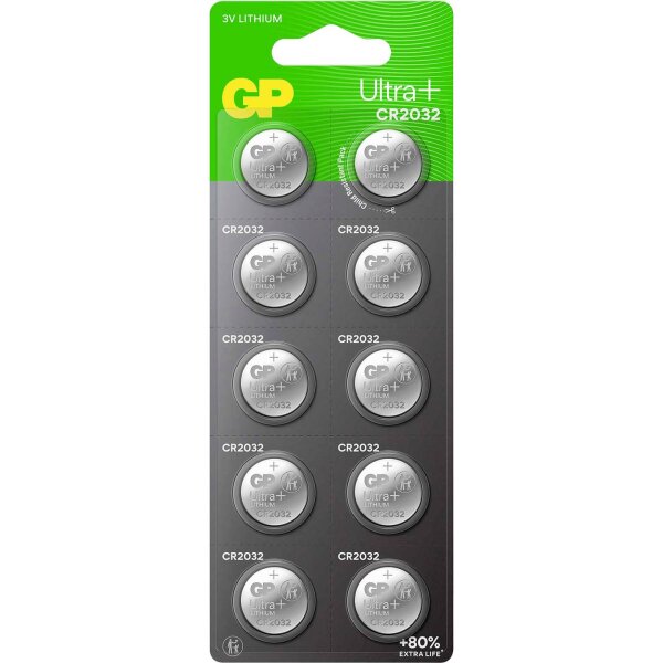 GP Ultra Plus Lithium Button CR2032 C10
