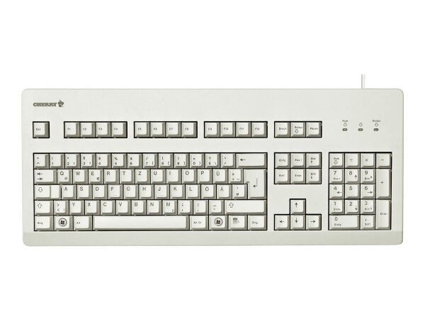 CHERRY G80-3000 Schwarze SWITCH Kabelgebundene Tastatur, Hell Grau, USB/PS2 (QWERTZ - DE)