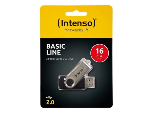 Intenso Basic Line USB-Stick 16 GB USB Typ-A 2.0 Schwarz, Silber