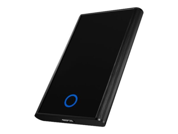 ICY BOX IB-273StU3, Ext. HDD-Gehäuse, 1x 2,5" SATA HDD zu USB 3.2 Gen 1 Host, blaue Kreisbeleuchtung, Aluminium, schwarz