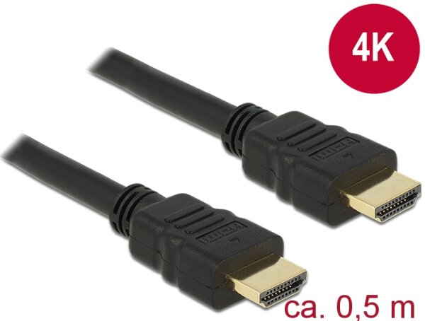 Delock Kabel HDMI A Stecker > HDMI A Stecker 4K 0,5 m