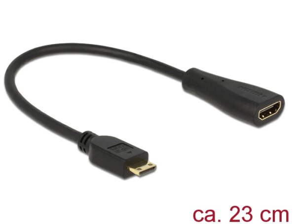 Delock Adapterkabel mini HDMI-C Stecker > HDMI-A Buchse 23 cm