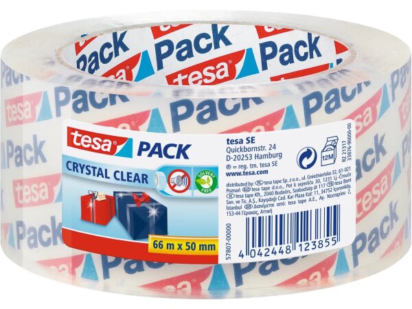 tesapack Crystal Clear PP 66m 50mm -Packband-