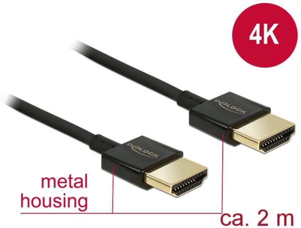 Delock Kabel HDMI A Stecker > HDMI A Stecker 2,0 m Slim