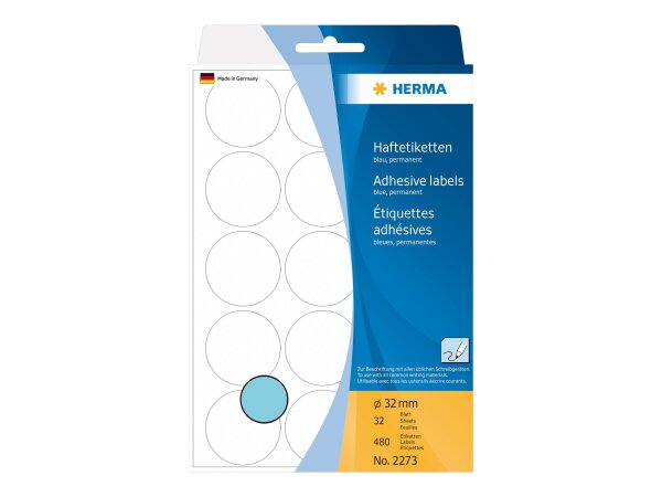 Herma Vielzwecketik.blau rund 32 32 Blatt 111x170 480 Stück  2273