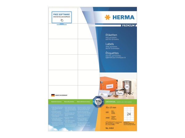 HERMA Etiketten Premium A4 70x37 mm weiß Papier matt 2400 St.