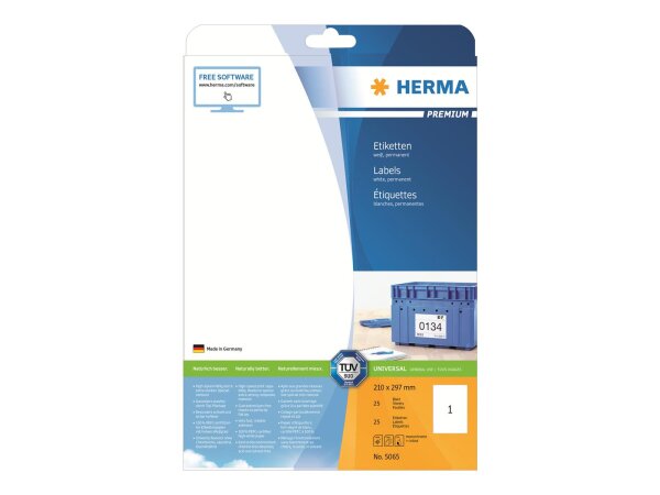 HERMA Etiketten Premium A4 210x297 mm weiß Papier matt 25 St.