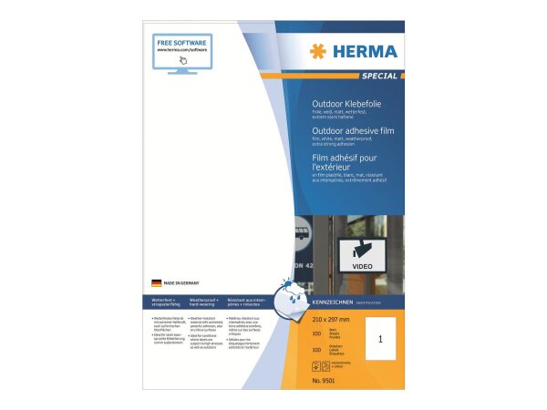 HERMA Etik. A4 Outdoor Klebefolie weiß 210x297   mm  50 St.