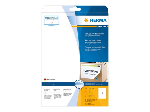 Herma Movables Etik.weiß 210X297 25 Blatt DIN A4 25 Stück   10021