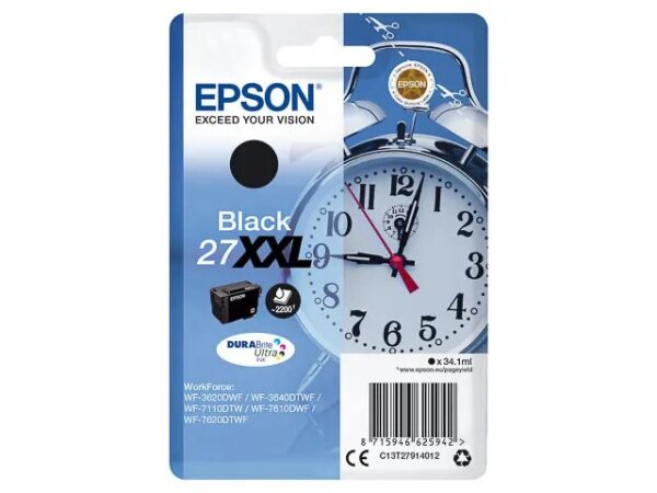 Epson Alarm clock Singlepack Black 27XXL DURABrite Ultra Ink