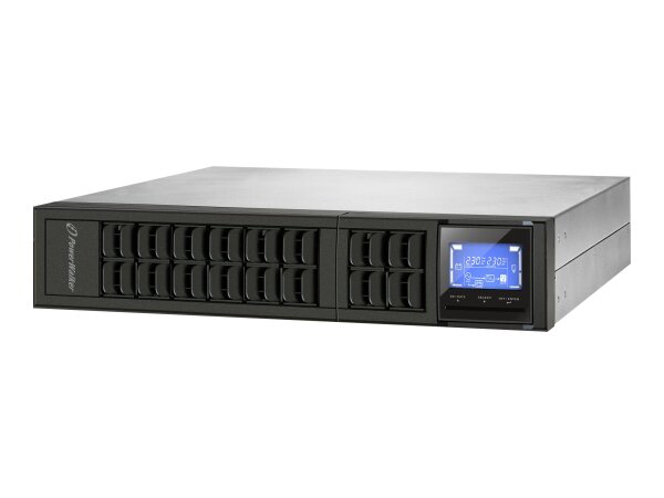 BlueWalker PowerWalker VFI 1000CRM LCD - USV (in Rack montierbar/extern) - 800 Watt - 1000 VA - 9 Ah - RS-232, USB - Ausgangsanschlüsse: 3 - 2U - 48.3 cm (19")