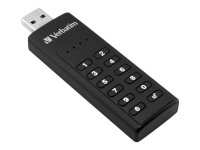 Verbatim Keypad Secure - USB-3.0-Stick 64 GB - Datenspeicher mit Passwortschutz, inkl. USB-A zu USB-A-Verlängerungskabel - Schwarz