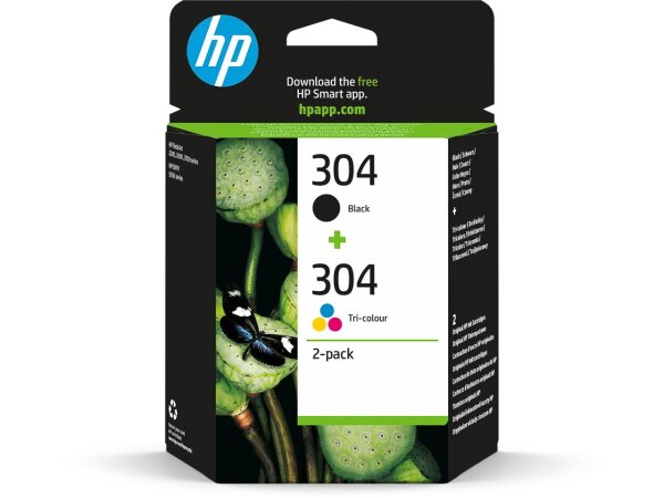 HP 304 2er-Pack Schwarz/Cyan/Magenta/Gelb Original Tintenpatronen