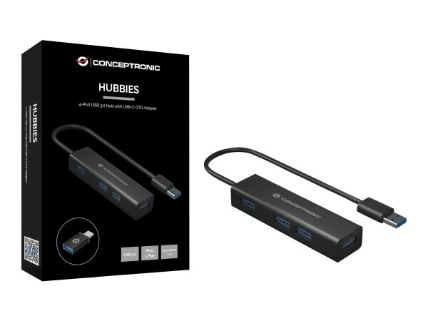 Conceptronic 4-Port-USB 3.0-Hub und OTG-Adapter für USB-C