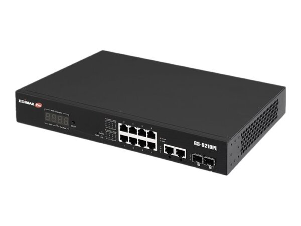 Edimax Überwachungs-VLAN 12-Port Gigabit PoE+ Web Smart Switch für Langstrecken